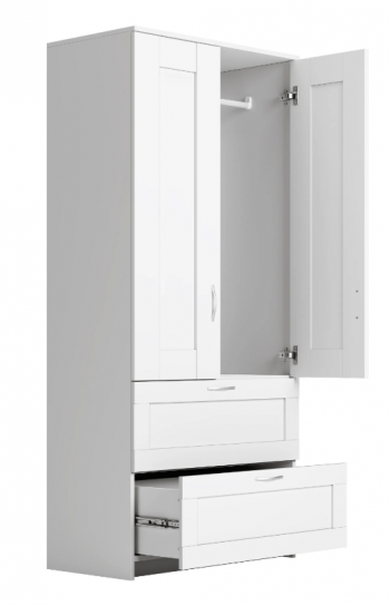 Шкаф двухдверный Сириус с 2 ящиками белый в Раздолинске - razdolinsk.mebel54.com | фото