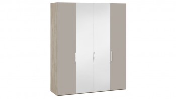 Шкаф комбинированный с 2 глухими и 2 зеркальными дверями «Эмбер» Баттл Рок/Серый глянец в Раздолинске - razdolinsk.mebel54.com | фото