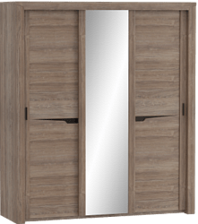 Шкаф трехдверный Соренто с раздвижными дверями Дуб стирлинг/Кофе структурный матовый в Раздолинске - razdolinsk.mebel54.com | фото