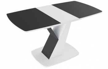 Стол обеденный «Гарда» Тип 1 (Белый/Стекло матовое черный графит) в Раздолинске - razdolinsk.mebel54.com | фото